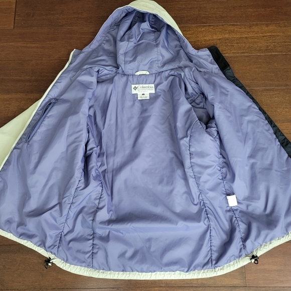 Columbia Women's Size L Hooded Midweight Full-Zip Rain Jacket Purple & Off White - Picture 7 of 12